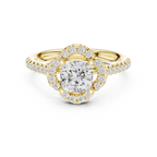 10K Rose Gold Cushion-Cut Floral Halo Diamond Engagement Ring