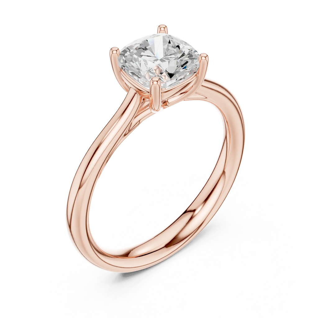 14K White Gold Cushion-Cut Solitaire Diamond Engagement Ring