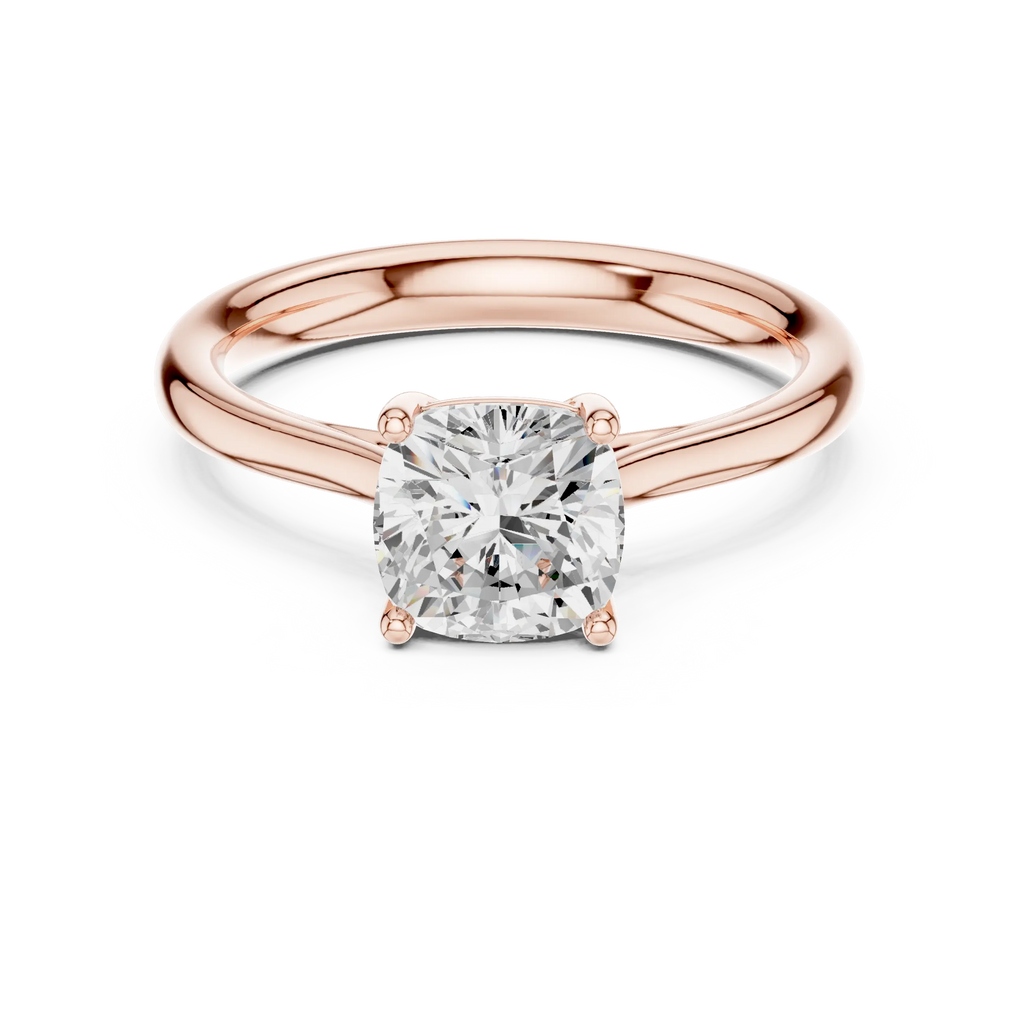 14K White Gold Cushion-Cut Solitaire Diamond Engagement Ring