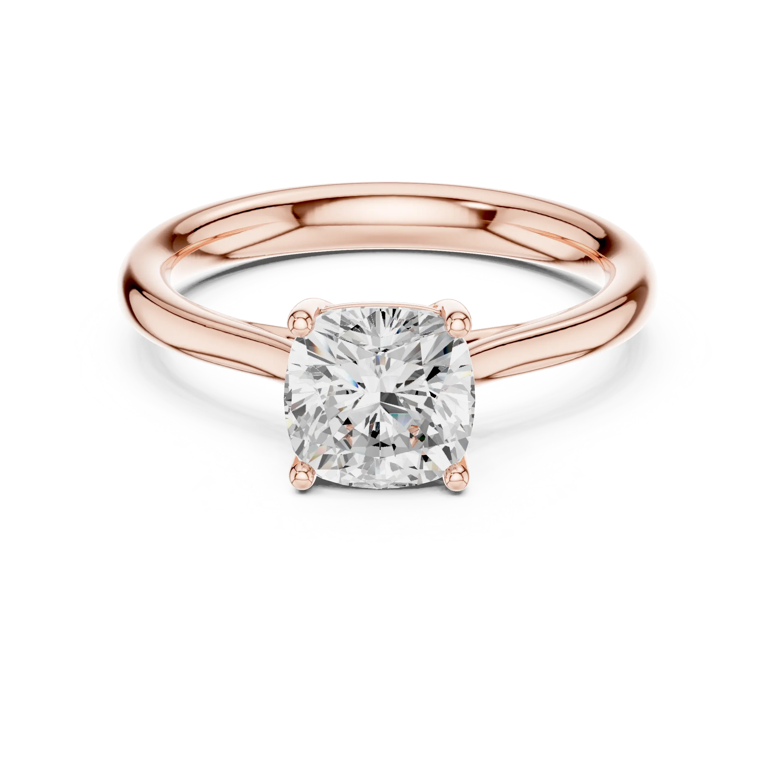 14K White Gold Cushion-Cut Solitaire Diamond Engagement Ring