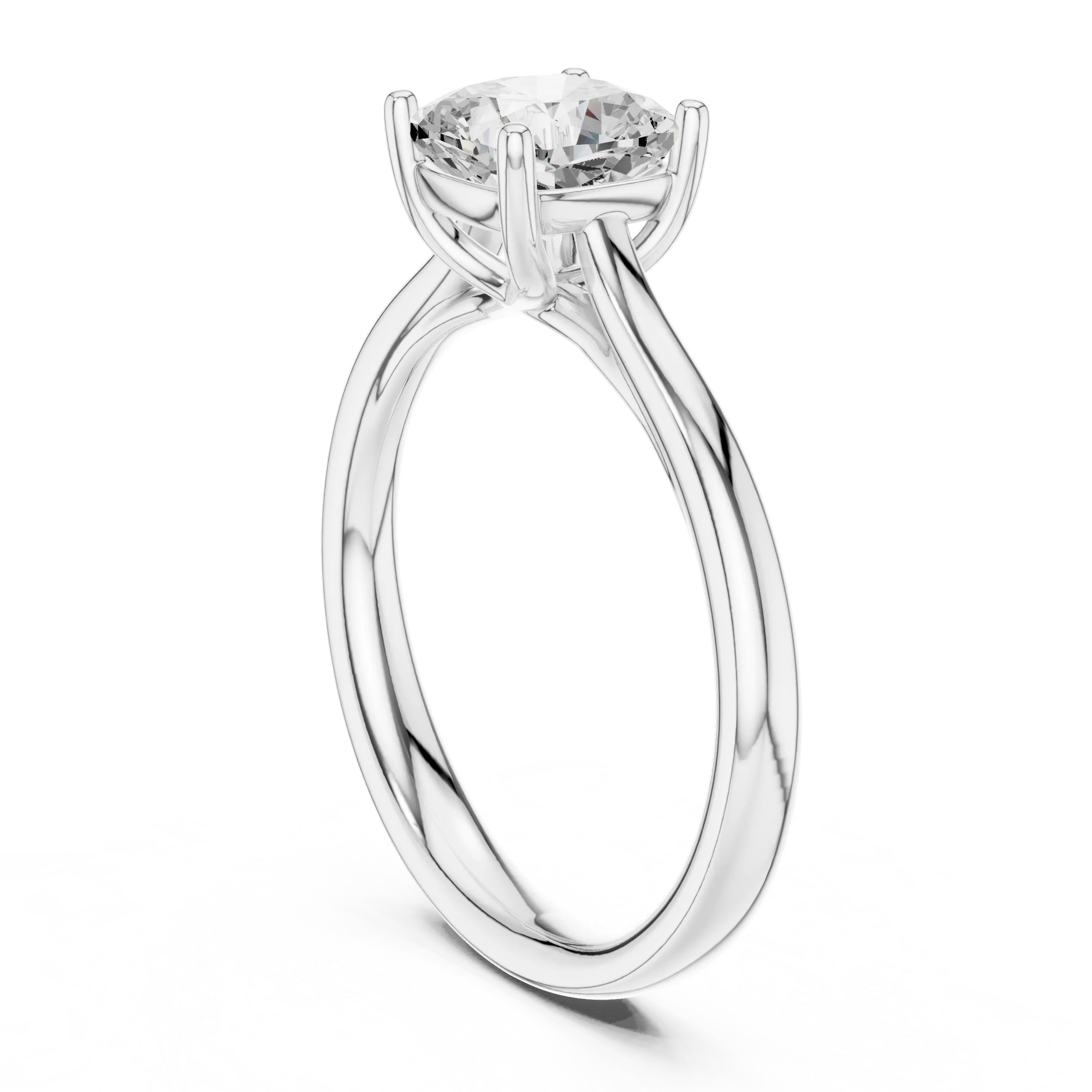 14K White Gold Cushion-Cut Solitaire Diamond Engagement Ring