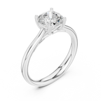 14K White Gold Cushion-Cut Solitaire Diamond Engagement Ring