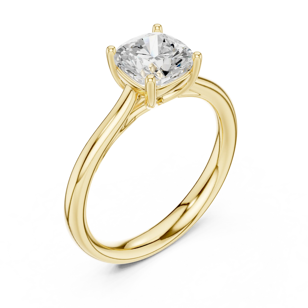 14K White Gold Cushion-Cut Solitaire Diamond Engagement Ring
