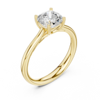 14K White Gold Cushion-Cut Solitaire Diamond Engagement Ring