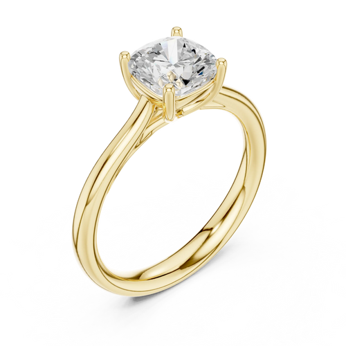 14K White Gold Cushion-Cut Solitaire Diamond Engagement Ring