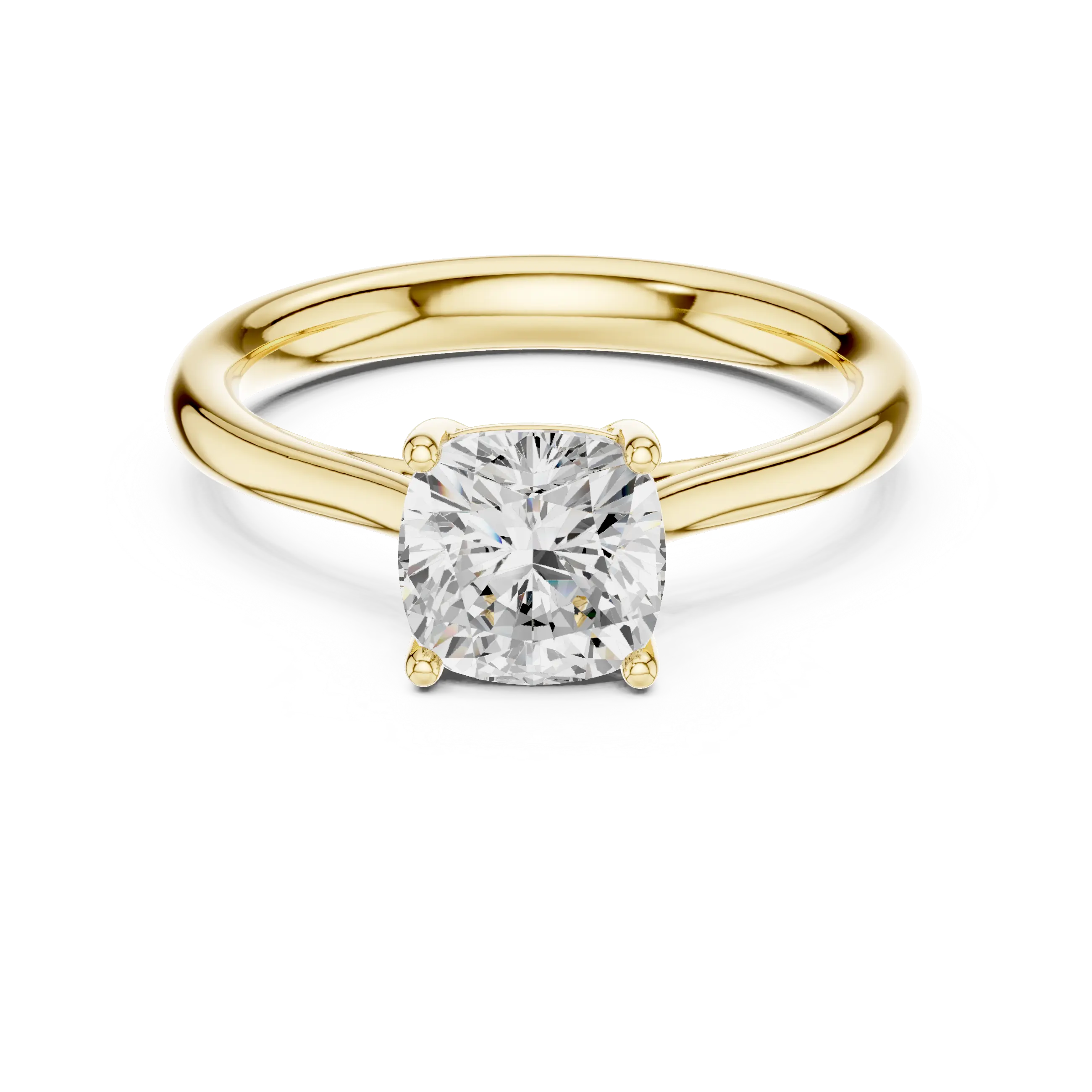 14K White Gold Cushion-Cut Solitaire Diamond Engagement Ring