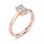 18K Yellow Gold Emerald-Cut Minimalist Solitaire Diamond Engagement Ring