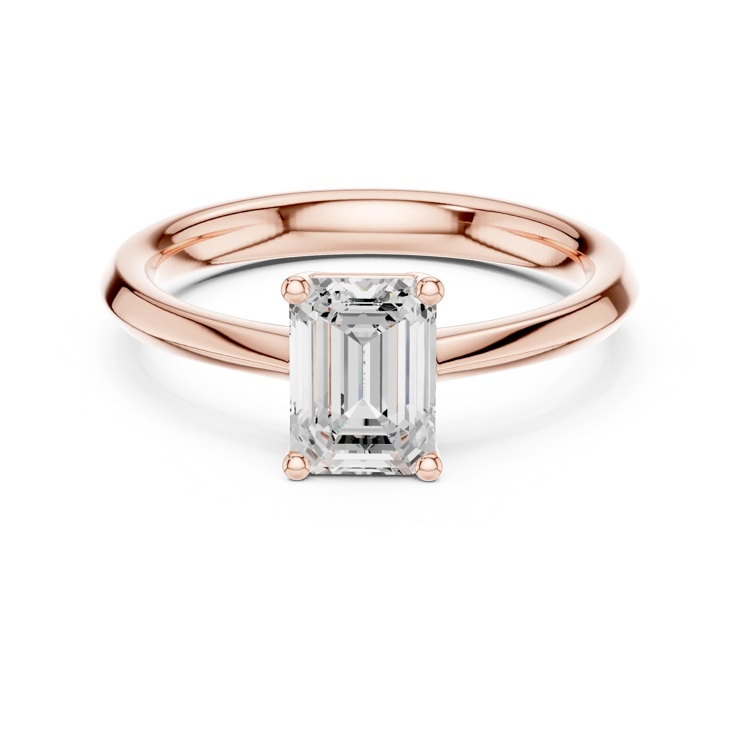 18K Yellow Gold Emerald-Cut Minimalist Solitaire Diamond Engagement Ring