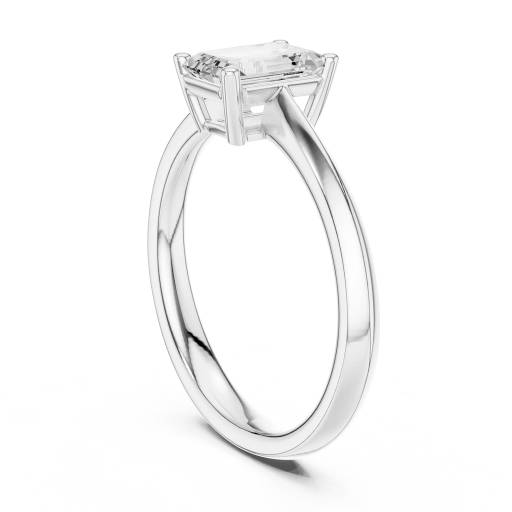 18K Yellow Gold Emerald-Cut Minimalist Solitaire Diamond Engagement Ring