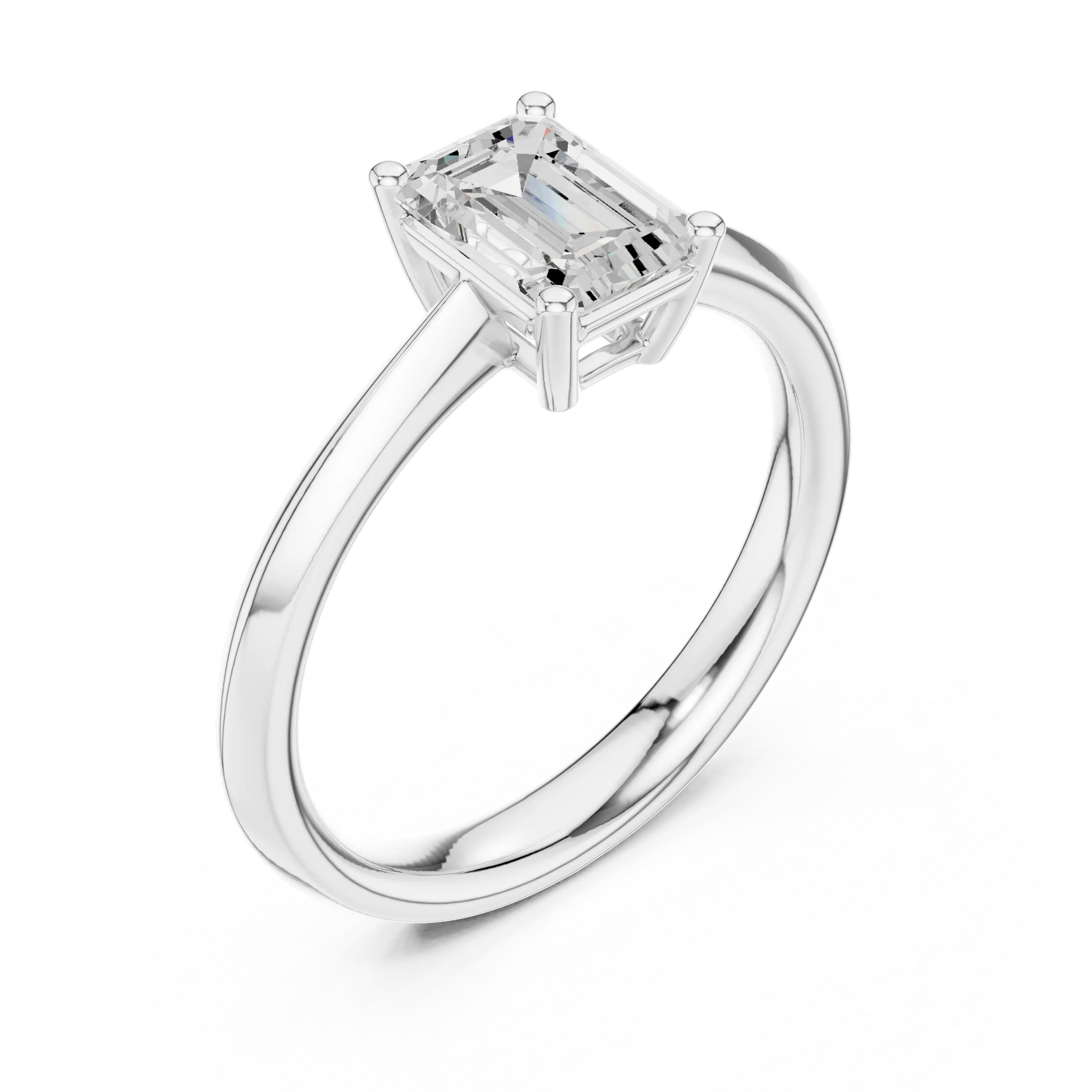18K Yellow Gold Emerald-Cut Minimalist Solitaire Diamond Engagement Ring