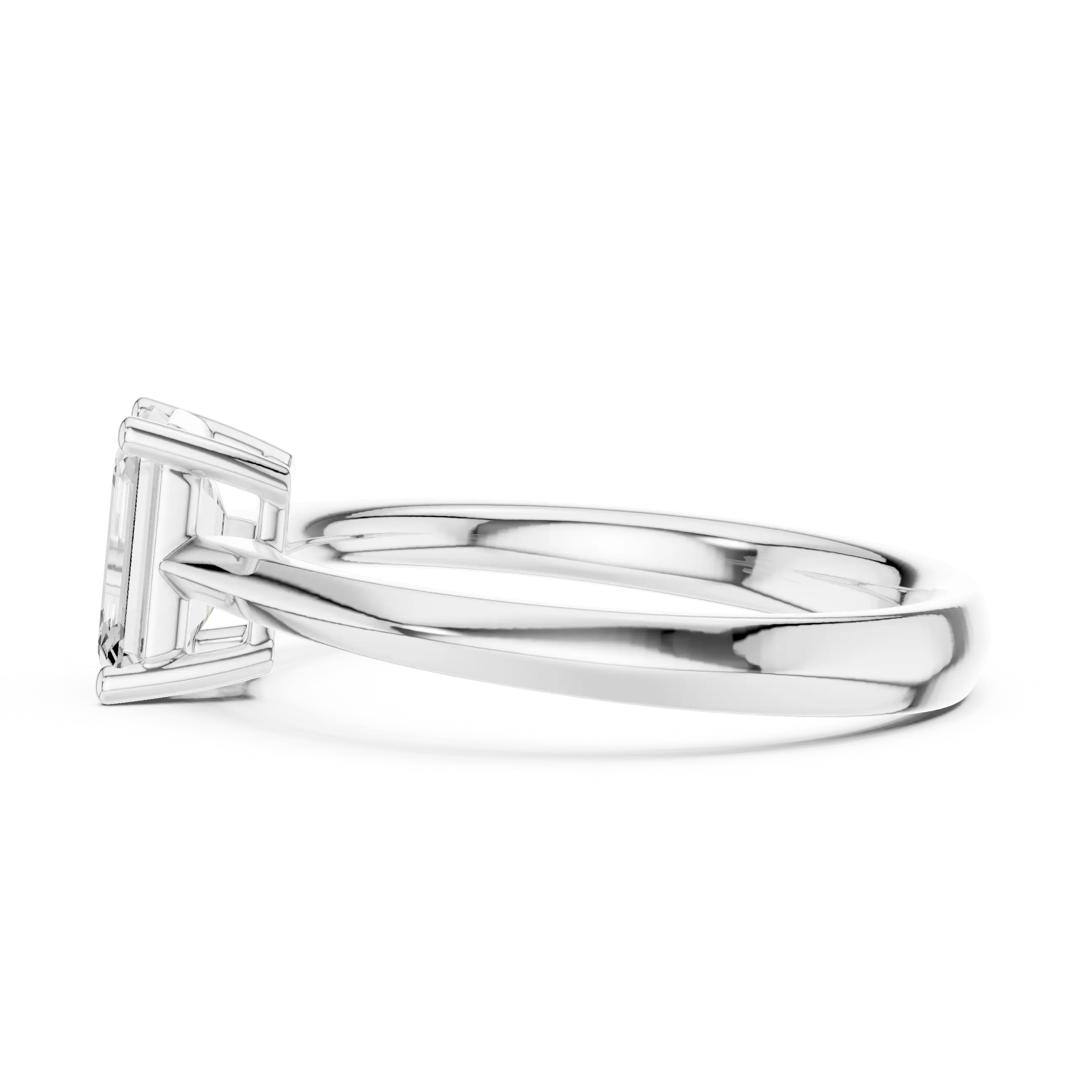 18K Yellow Gold Emerald-Cut Minimalist Solitaire Diamond Engagement Ring