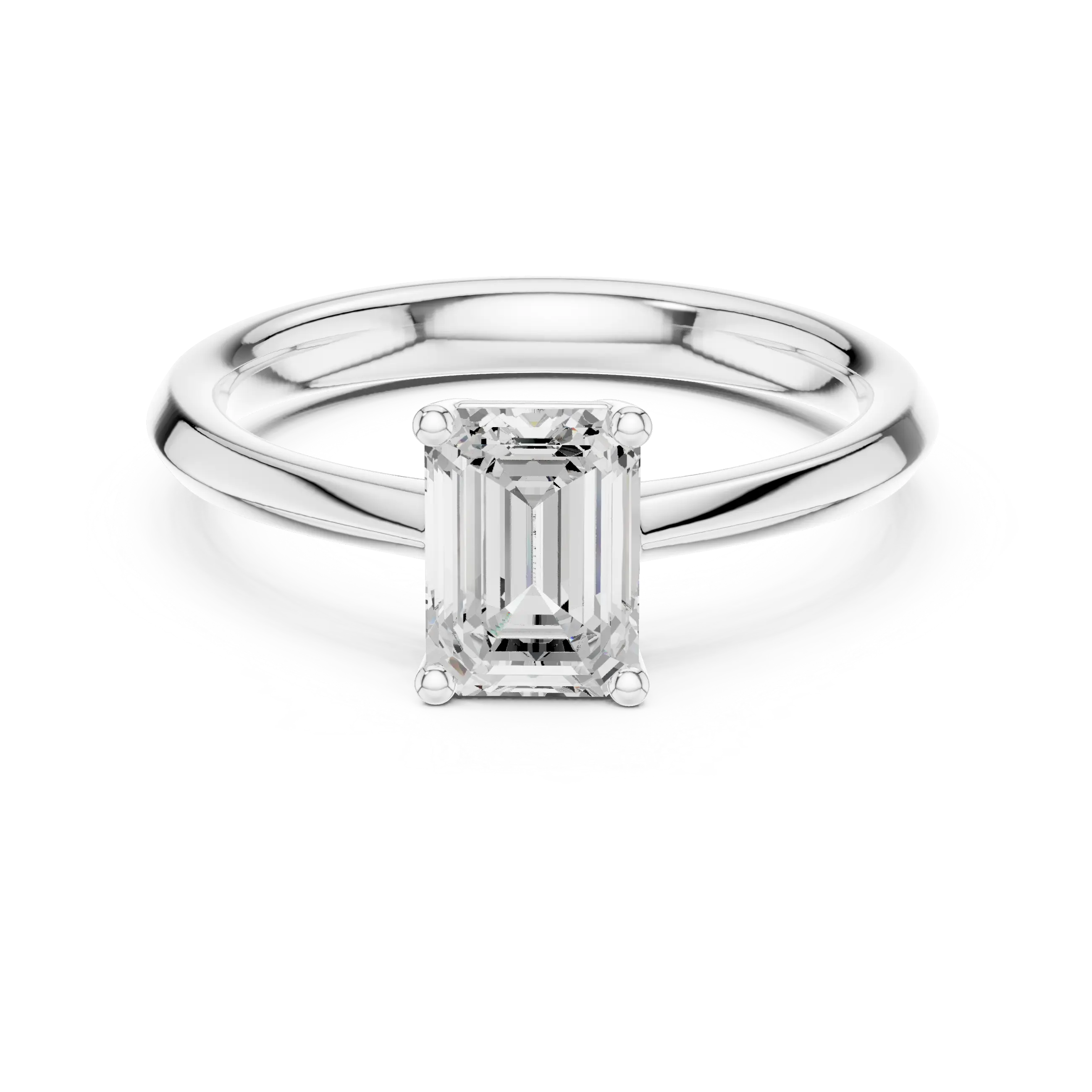 18K Yellow Gold Emerald-Cut Minimalist Solitaire Diamond Engagement Ring