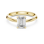 18K Yellow Gold Emerald-Cut Minimalist Solitaire Diamond Engagement Ring