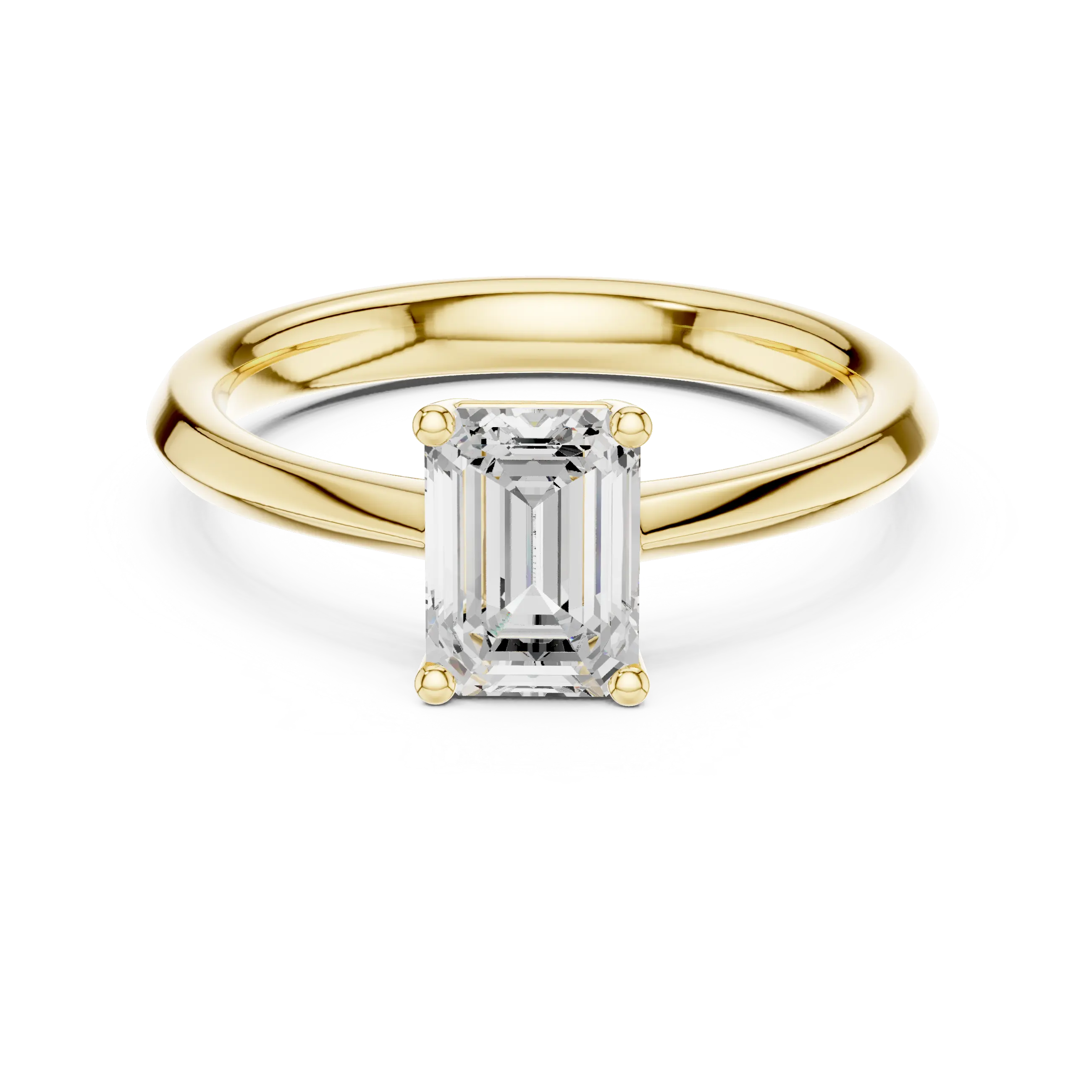 18K Yellow Gold Emerald-Cut Minimalist Solitaire Diamond Engagement Ring