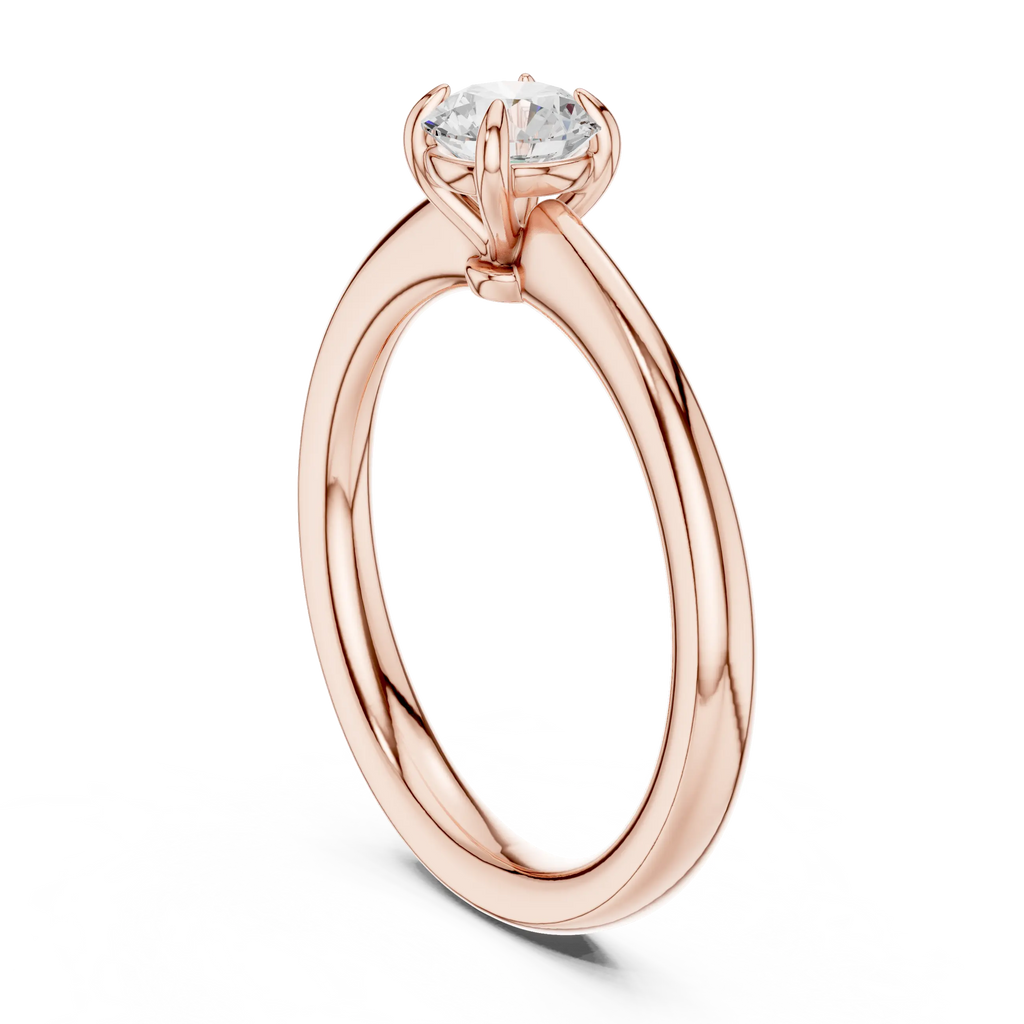 14K Rose Gold Round Brilliant Tulip Solitaire Diamond Engagement Ring