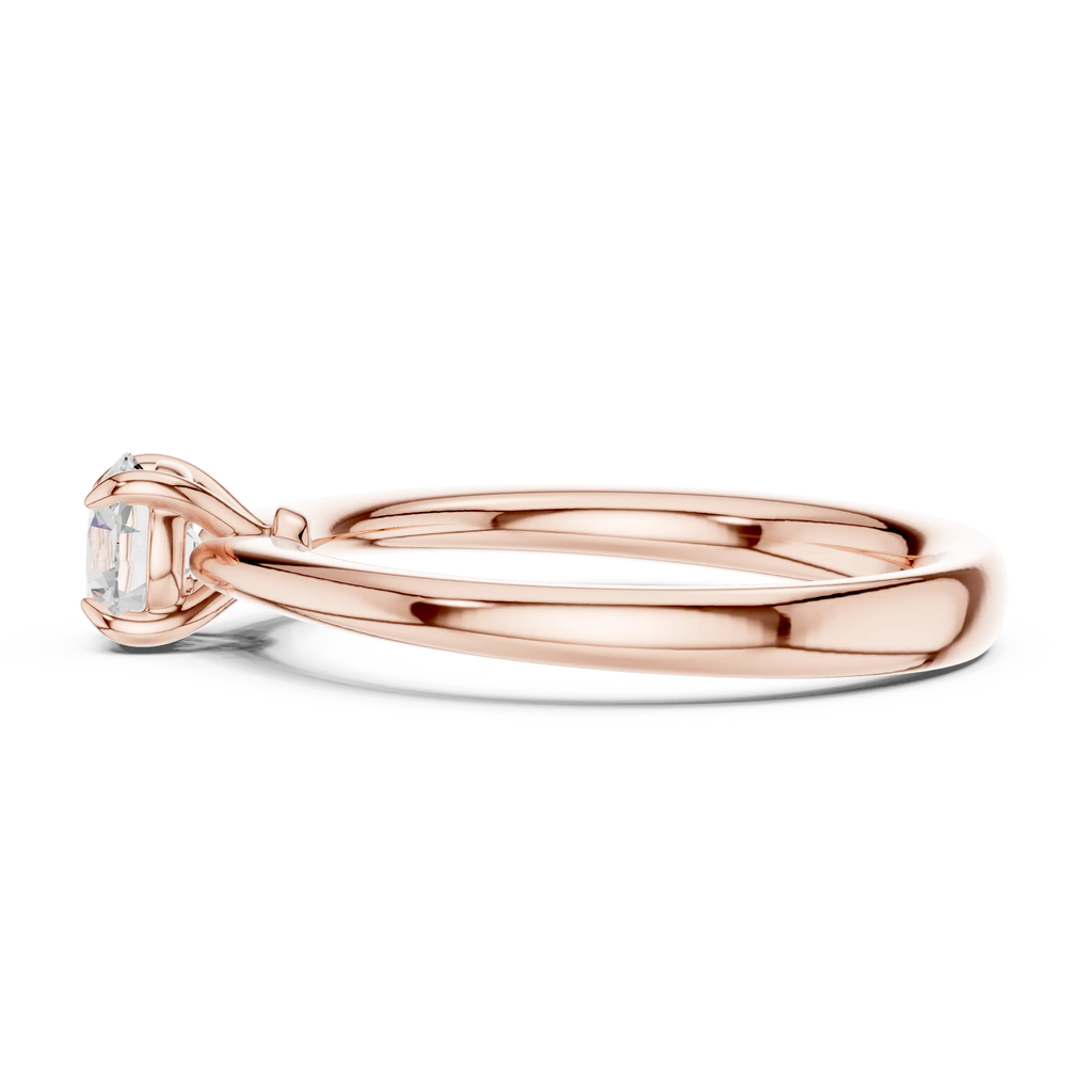 14K Rose Gold Round Brilliant Tulip Solitaire Diamond Engagement Ring