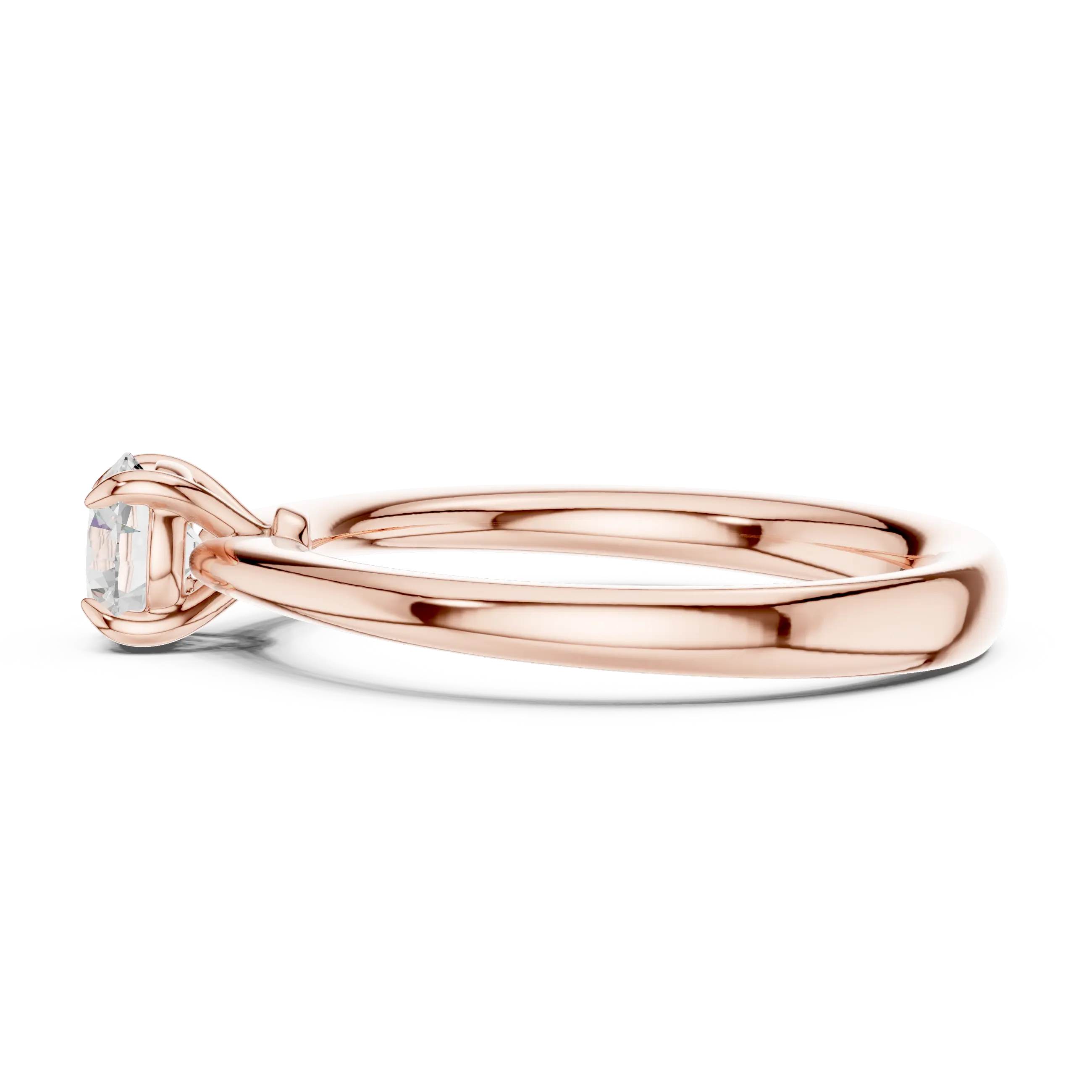 14K Rose Gold Round Brilliant Tulip Solitaire Diamond Engagement Ring