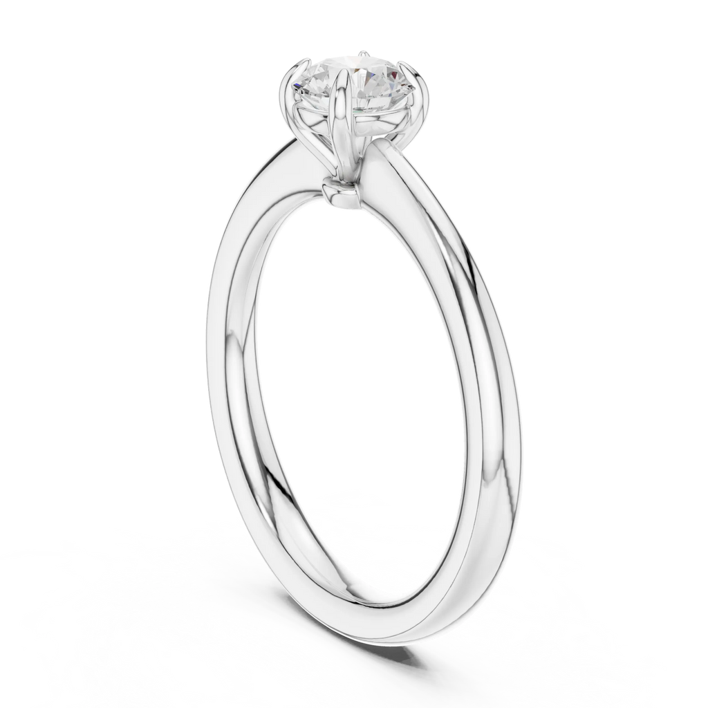 14K Rose Gold Round Brilliant Tulip Solitaire Diamond Engagement Ring