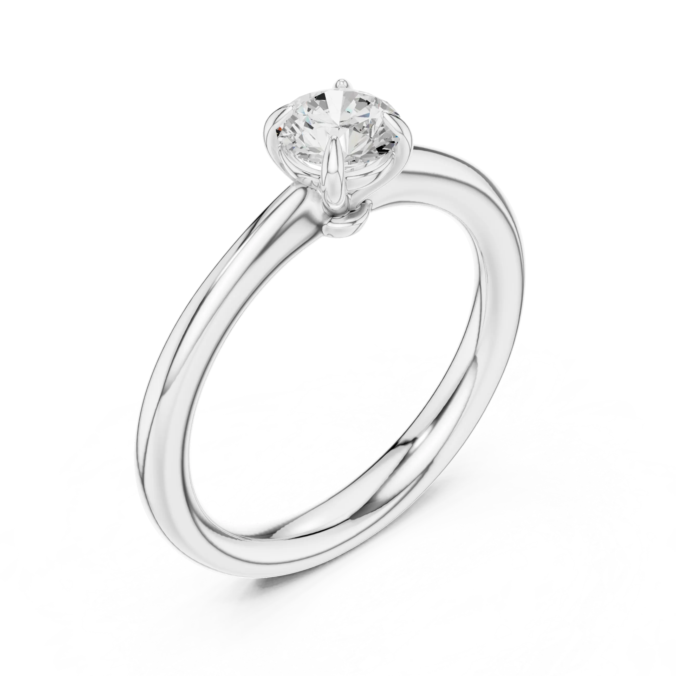14K Rose Gold Round Brilliant Tulip Solitaire Diamond Engagement Ring