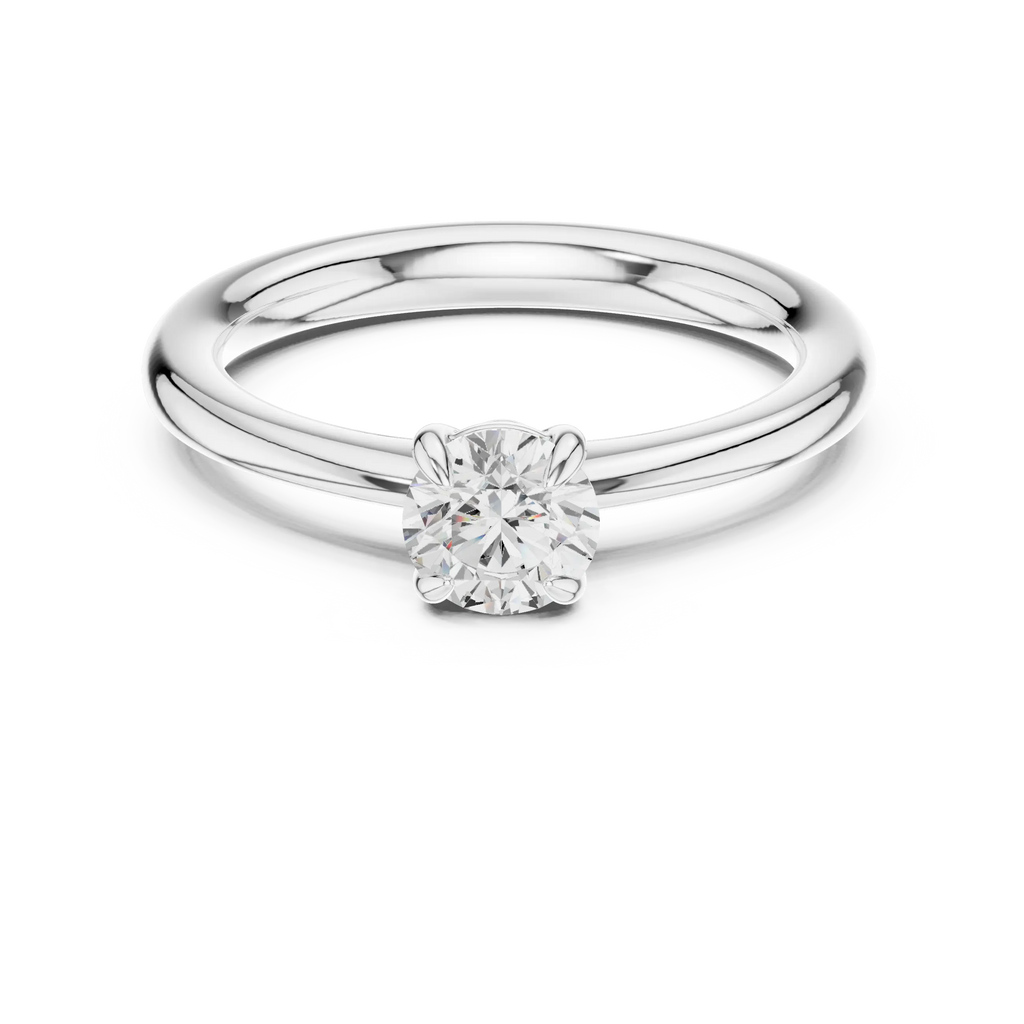 14K Rose Gold Round Brilliant Tulip Solitaire Diamond Engagement Ring