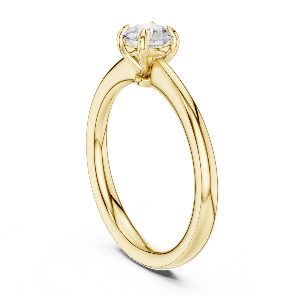 14K Rose Gold Round Brilliant Tulip Solitaire Diamond Engagement Ring