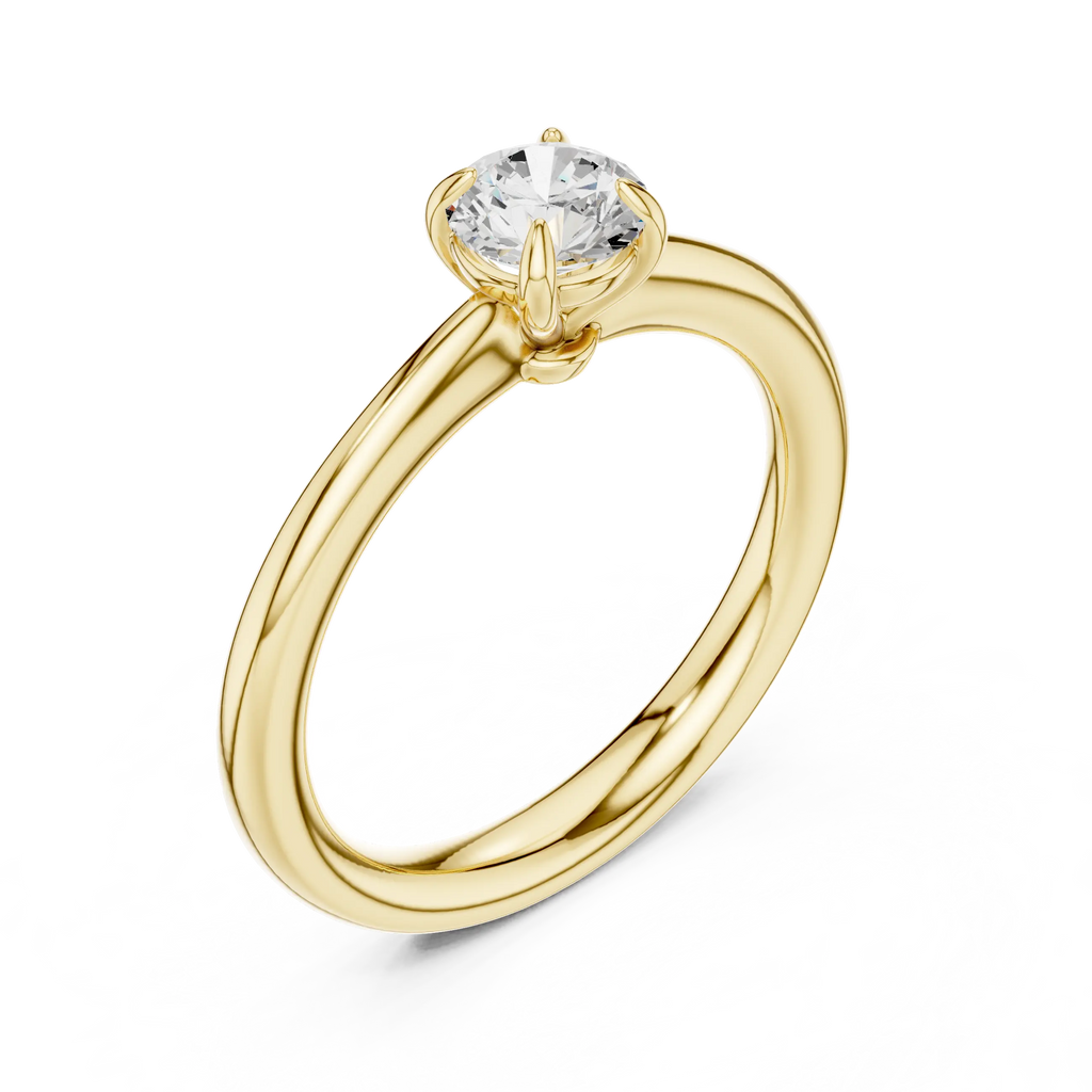 14K Rose Gold Round Brilliant Tulip Solitaire Diamond Engagement Ring