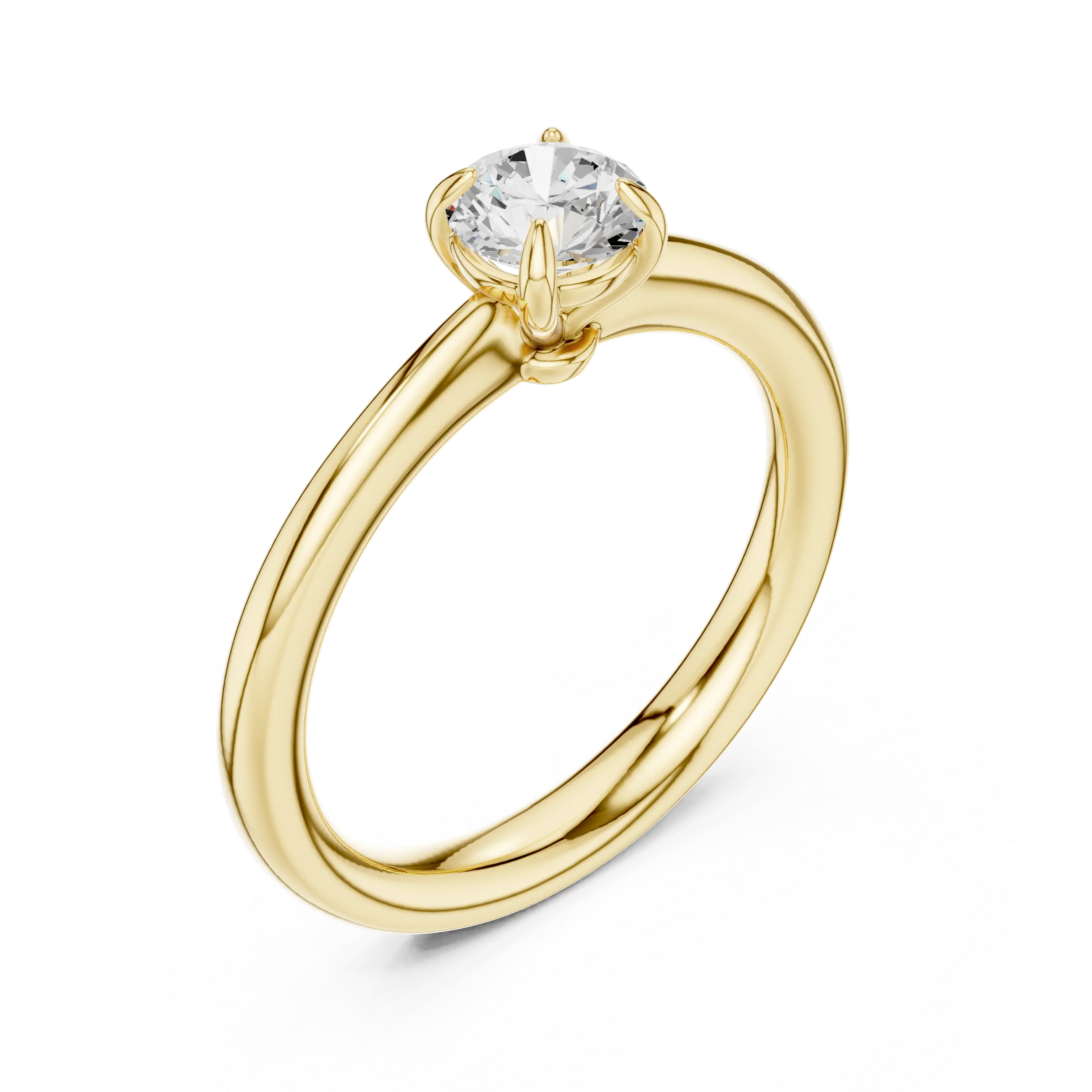 14K Rose Gold Round Brilliant Tulip Solitaire Diamond Engagement Ring