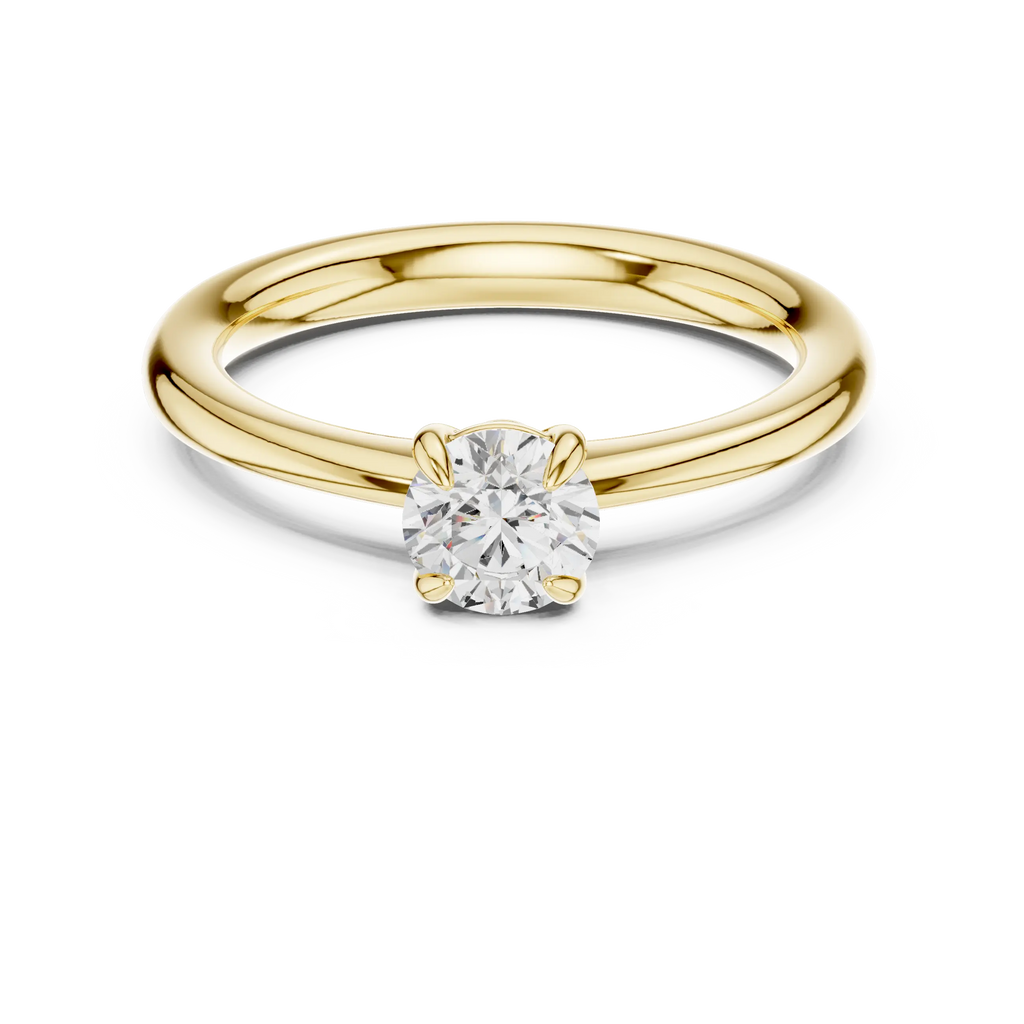 14K Rose Gold Round Brilliant Tulip Solitaire Diamond Engagement Ring
