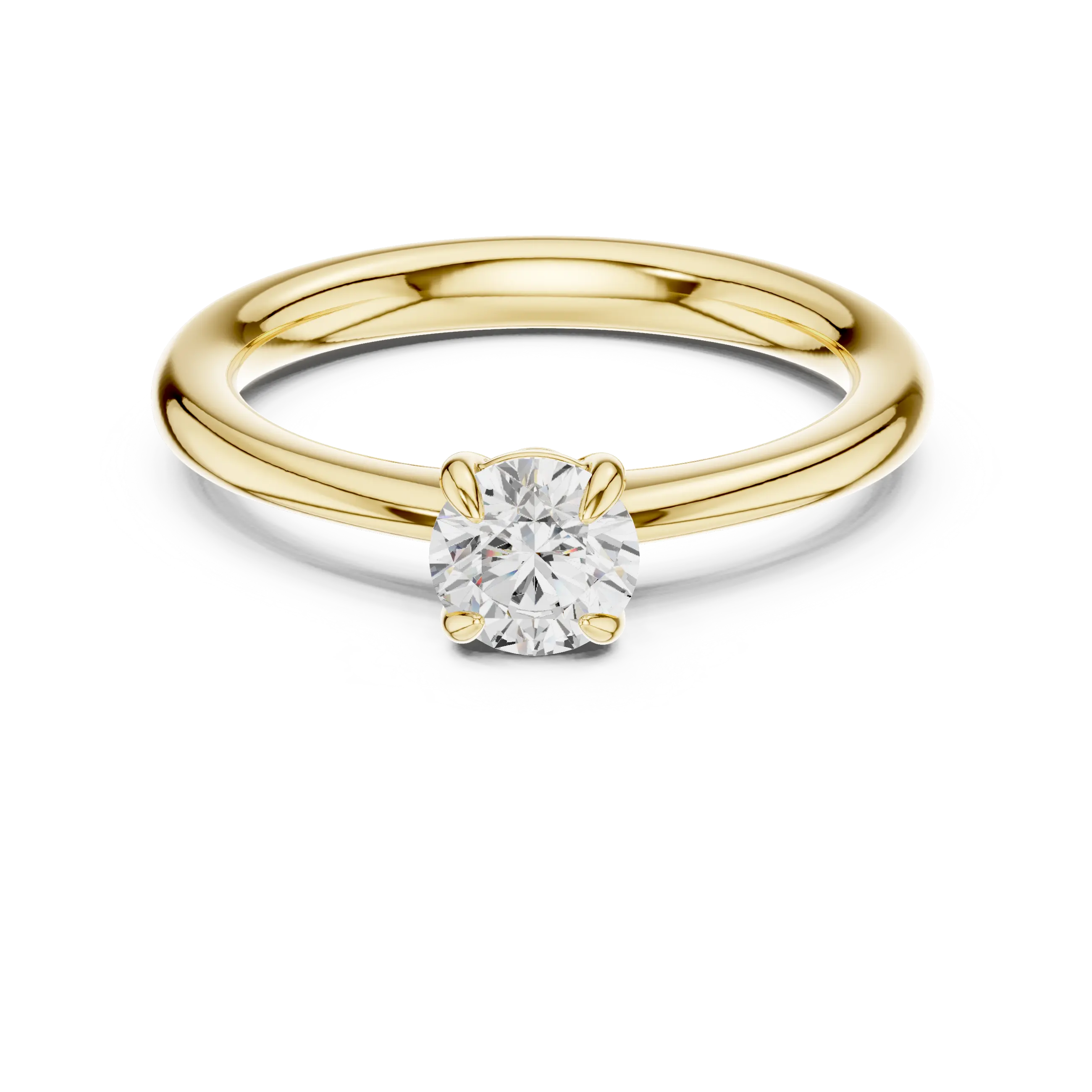 14K Rose Gold Round Brilliant Tulip Solitaire Diamond Engagement Ring