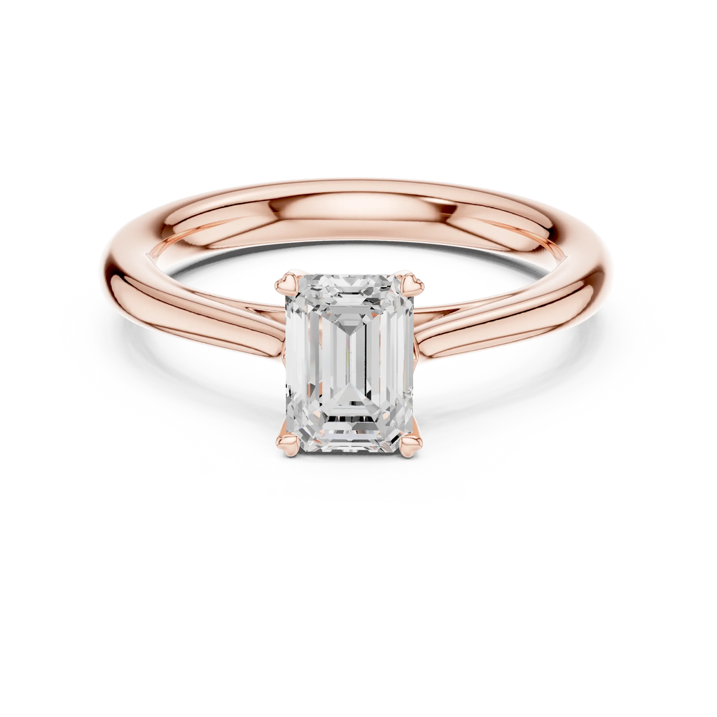 10K White Gold Emerald-Cut Handcrafted Moissanite Diamond Engagement Ring