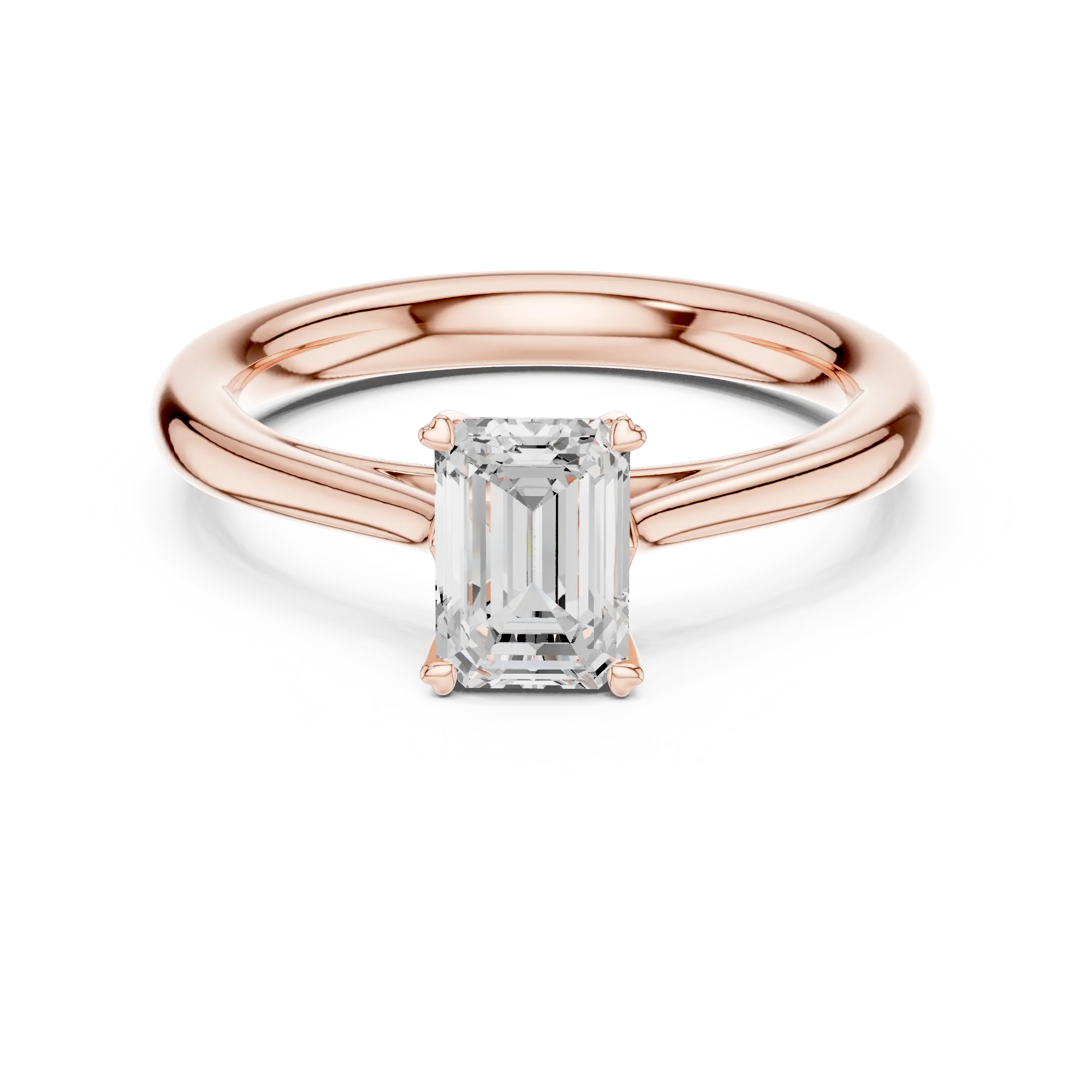 10K White Gold Emerald-Cut Handcrafted Moissanite Diamond Engagement Ring