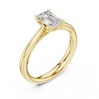 10K White Gold Emerald-Cut Handcrafted Moissanite Diamond Engagement Ring