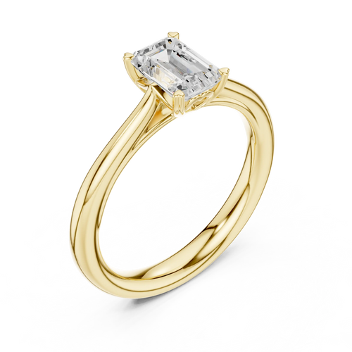 10K White Gold Emerald-Cut Handcrafted Moissanite Diamond Engagement Ring