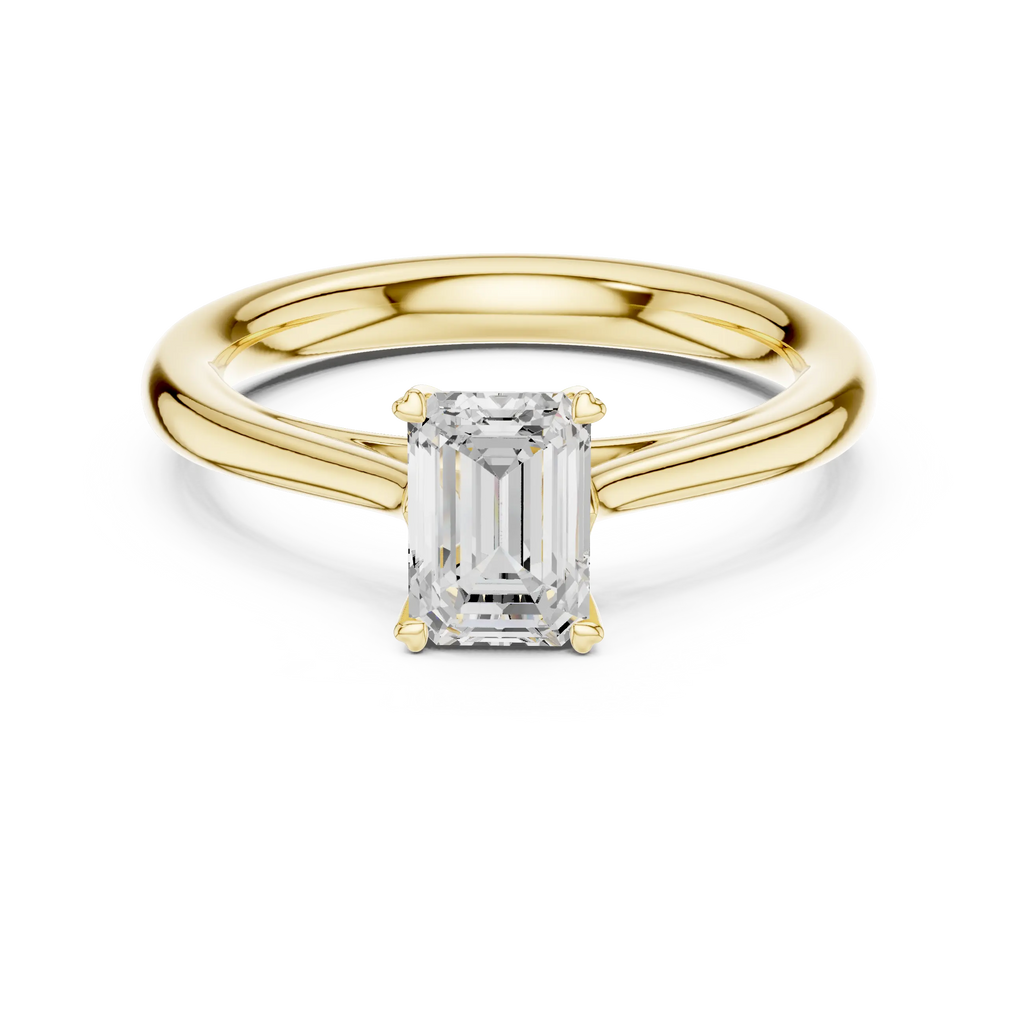 10K White Gold Emerald-Cut Handcrafted Moissanite Diamond Engagement Ring