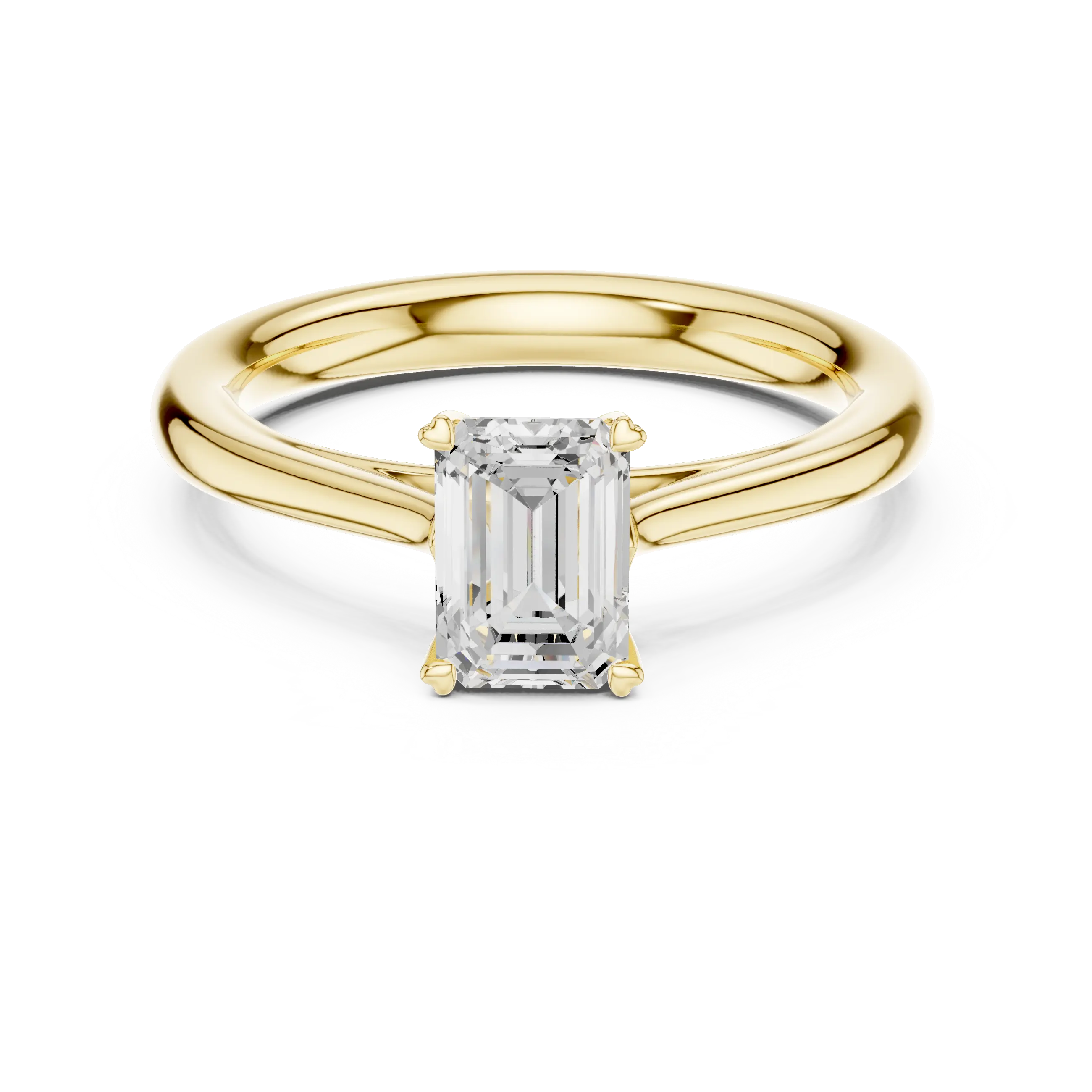 10K White Gold Emerald-Cut Handcrafted Moissanite Diamond Engagement Ring