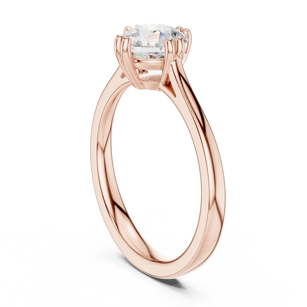 14K Yellow Gold Round Brilliant Elegant Six-Prong Diamond Engagement Ring