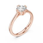 14K Yellow Gold Round Brilliant Elegant Six-Prong Diamond Engagement Ring