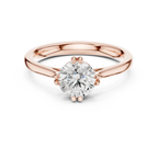 14K Yellow Gold Round Brilliant Elegant Six-Prong Diamond Engagement Ring