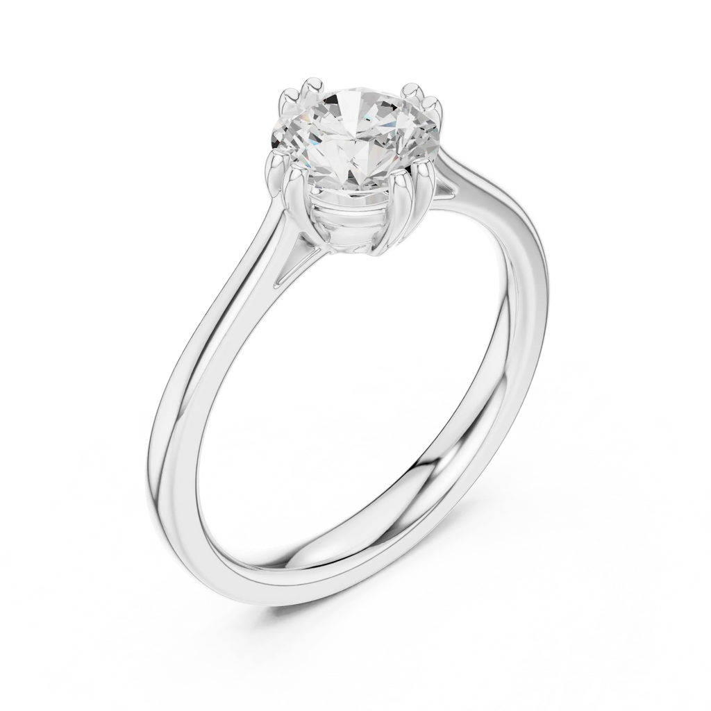 14K Yellow Gold Round Brilliant Elegant Six-Prong Diamond Engagement Ring