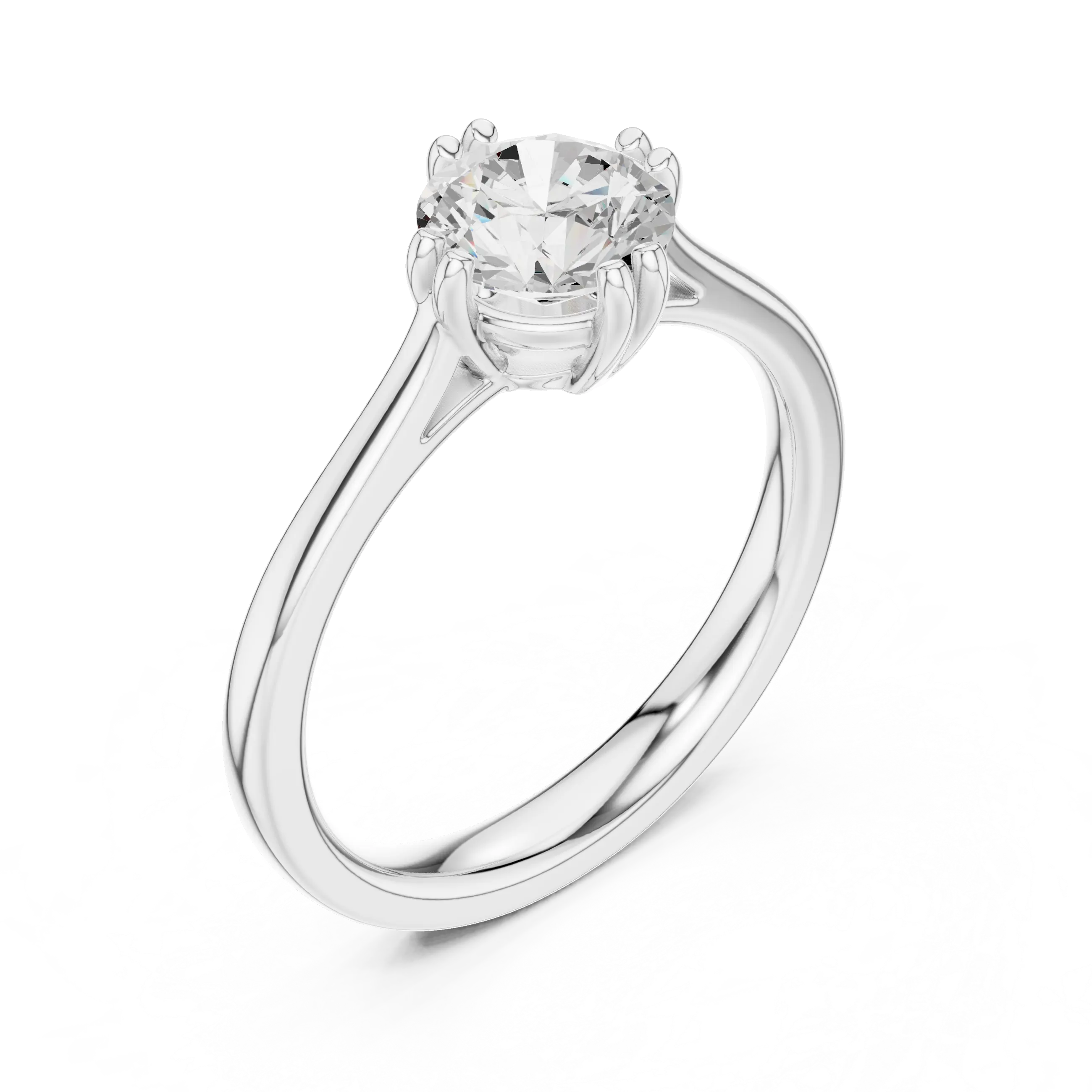 14K Yellow Gold Round Brilliant Elegant Six-Prong Diamond Engagement Ring
