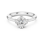 14K Yellow Gold Round Brilliant Elegant Six-Prong Diamond Engagement Ring