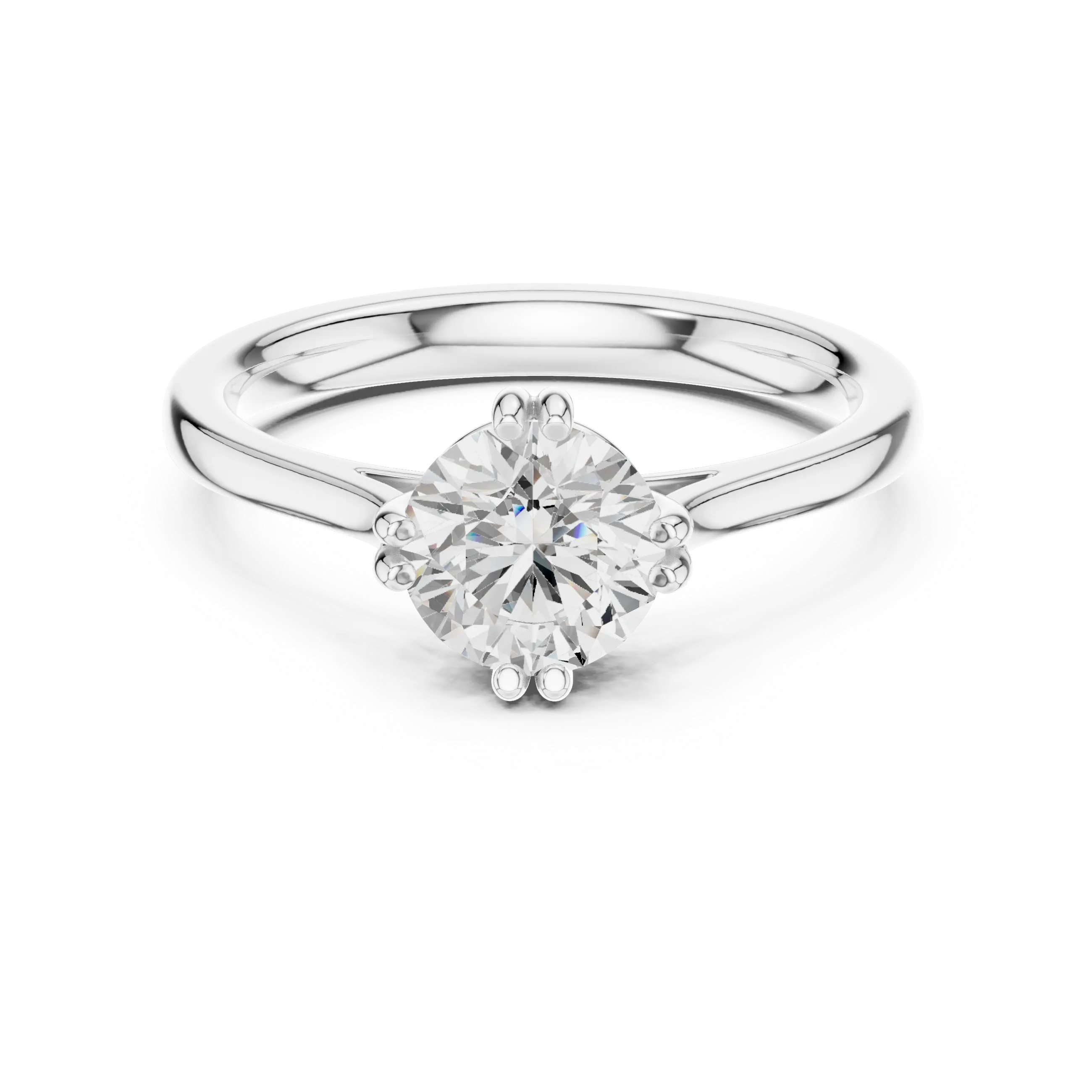 14K Yellow Gold Round Brilliant Elegant Six-Prong Diamond Engagement Ring