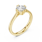 14K Yellow Gold Round Brilliant Elegant Six-Prong Diamond Engagement Ring
