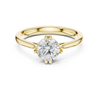14K Yellow Gold Round Brilliant Elegant Six-Prong Diamond Engagement Ring