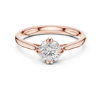 18K Rose Gold Round Brilliant Elegant Six-Prong Tulip Diamond Engagement Ring