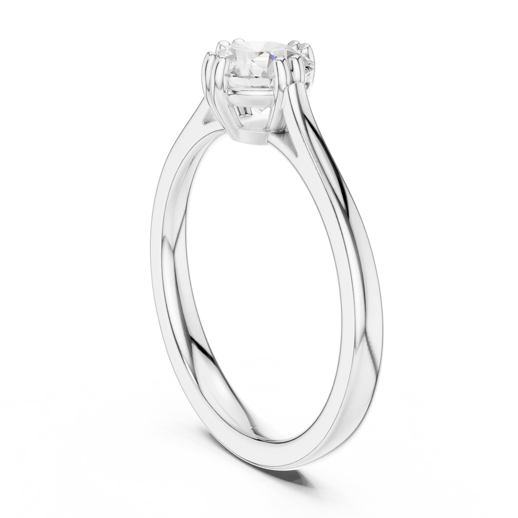 18K Rose Gold Round Brilliant Elegant Six-Prong Tulip Diamond Engagement Ring