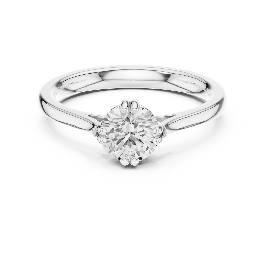 18K Rose Gold Round Brilliant Elegant Six-Prong Tulip Diamond Engagement Ring