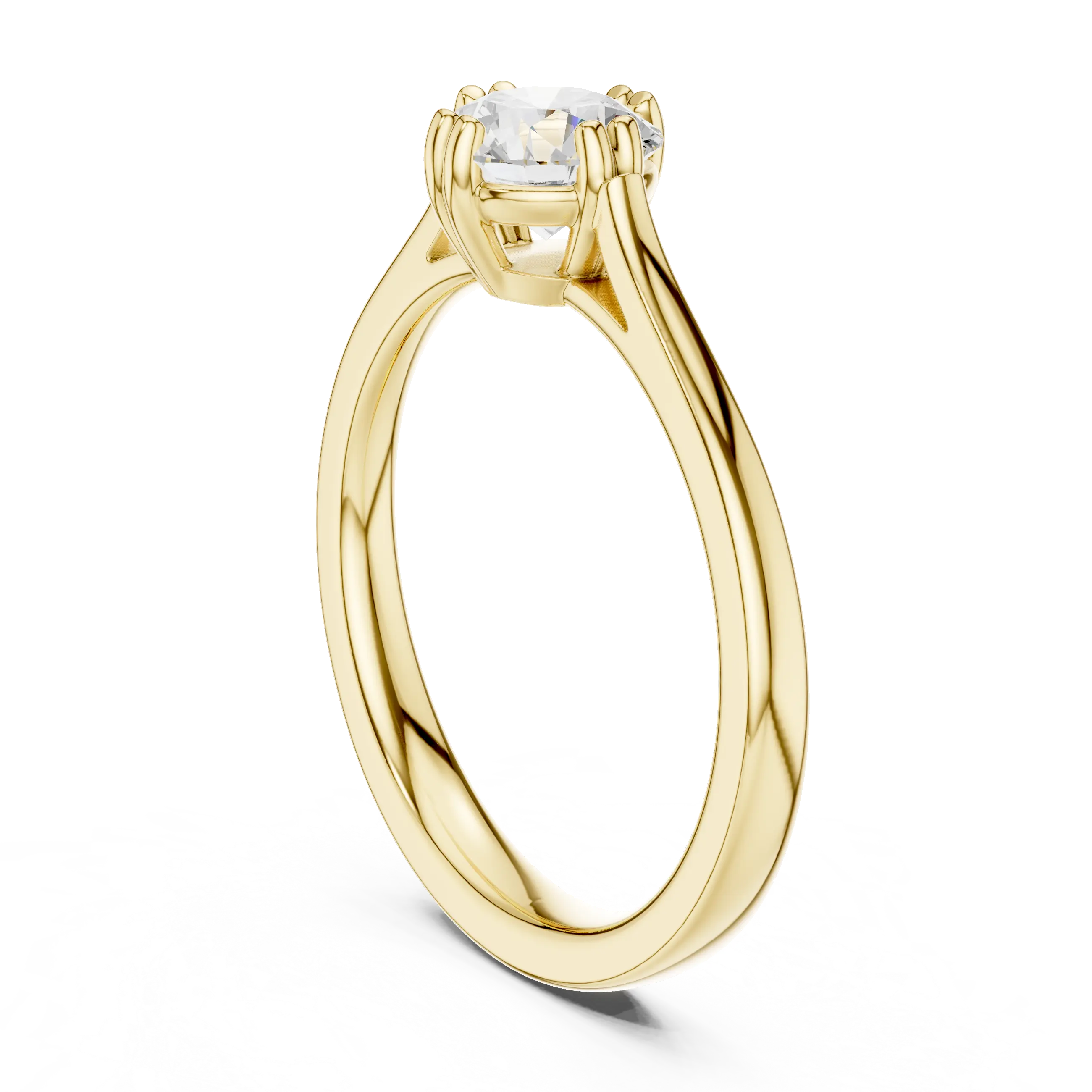18K Rose Gold Round Brilliant Elegant Six-Prong Tulip Diamond Engagement Ring