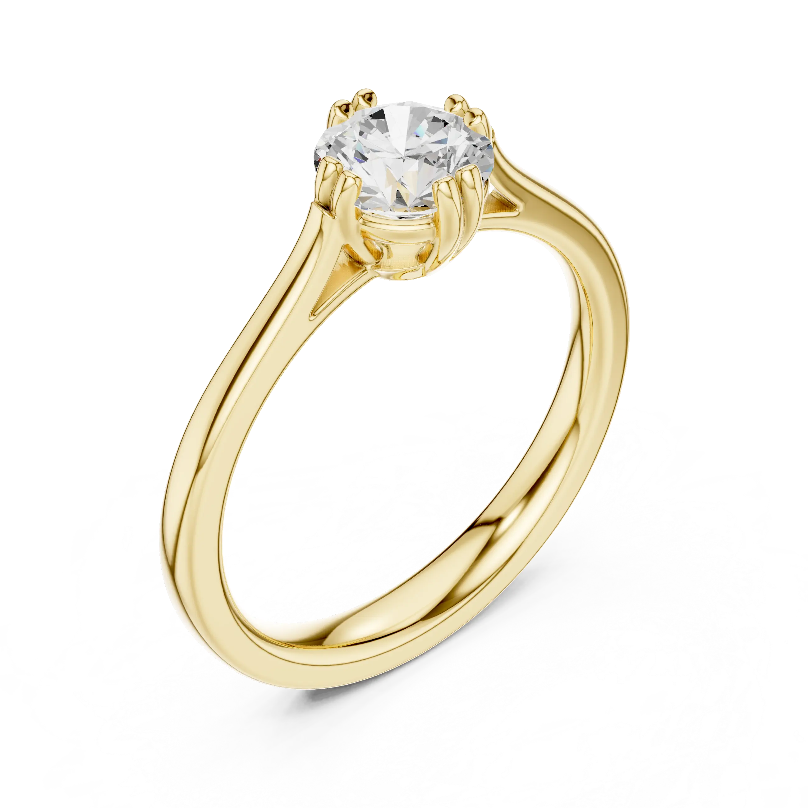 18K Rose Gold Round Brilliant Elegant Six-Prong Tulip Diamond Engagement Ring