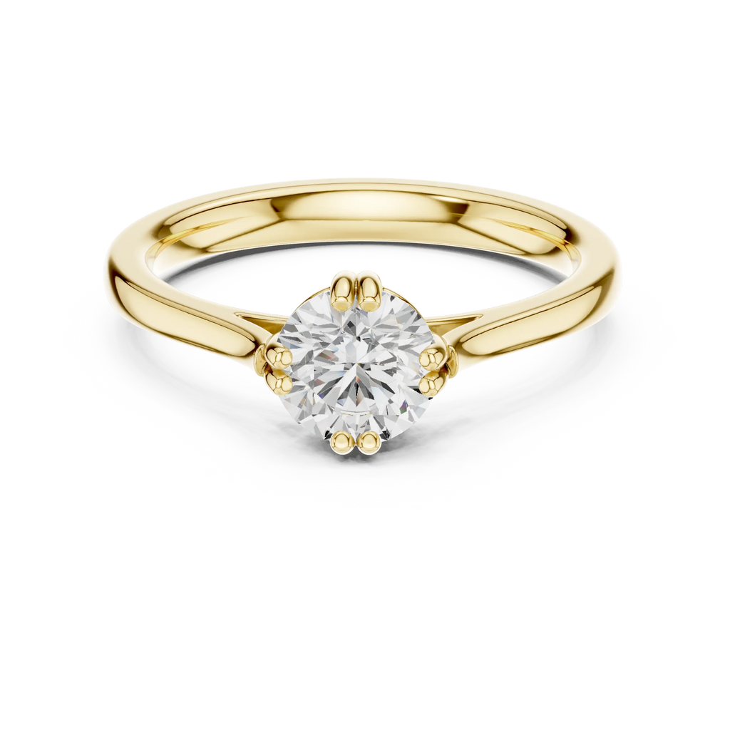 18K Rose Gold Round Brilliant Elegant Six-Prong Tulip Diamond Engagement Ring
